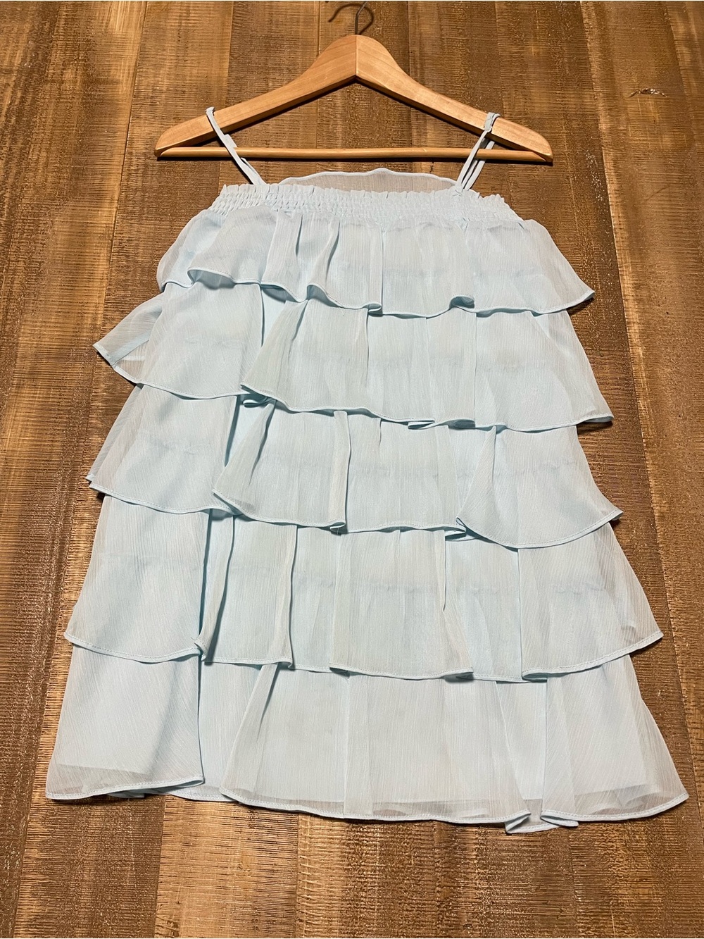 Lovers + Friends Light Blue Tiered Ruffle Mini Dress